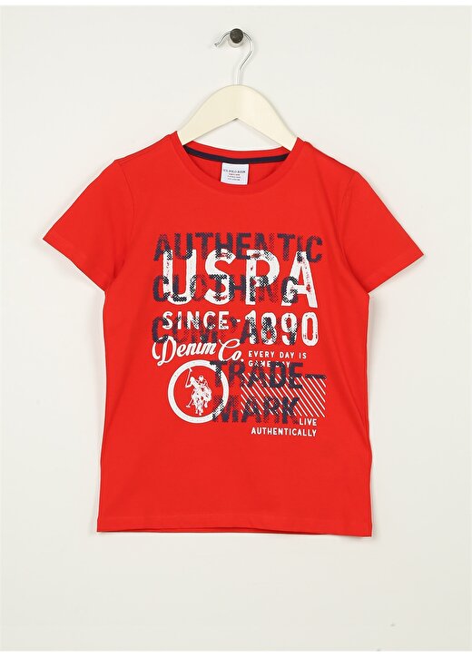 U.S. Polo Assn. Baskılı Kırmızı Erkek Çocuk T-Shirt ANDKIDS 1