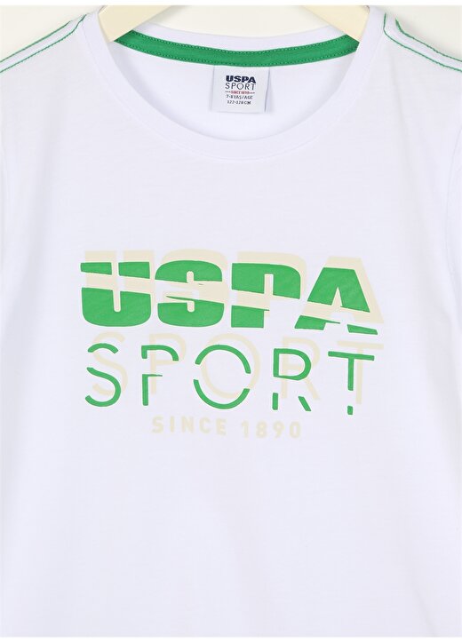 U.S. Polo Assn. Beyaz Erkek Çocuk Bisiklet Yaka Kısa Kollu Baskılı T-Shirt LARENKIDS 3
