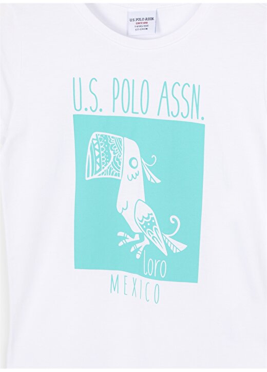 U.S. Polo Assn. Beyaz Erkek Çocuk Bisiklet Yaka Kısa Kollu Baskılı T-Shirt MERPA 3