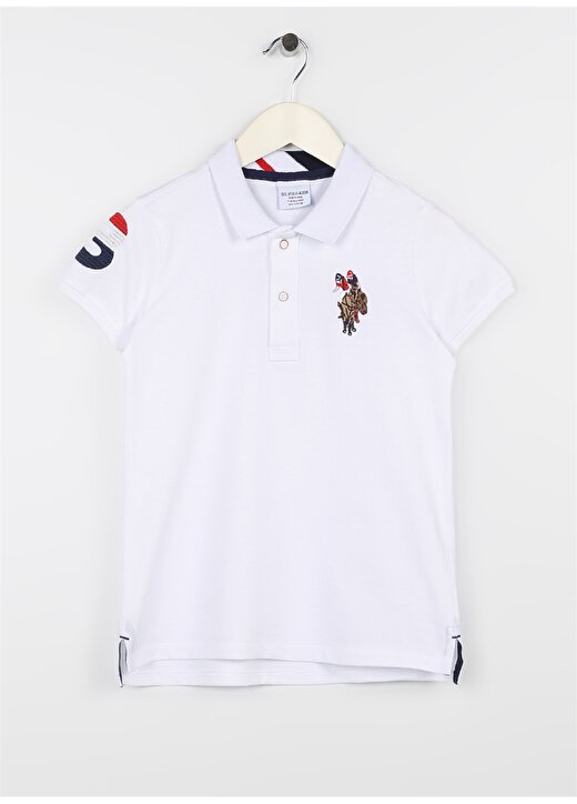 U.S. Polo Assn. Beyaz Erkek Çocuk Polo Yaka Kısa Kollu Düz Polo T-Shirt SD01KIDSIY023 1