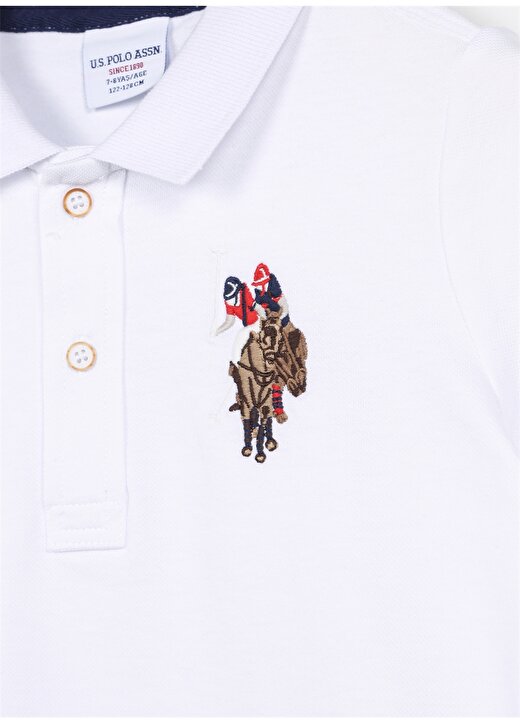 U.S. Polo Assn. Beyaz Erkek Çocuk Polo Yaka Kısa Kollu Düz Polo T-Shirt SD01KIDSIY023 3