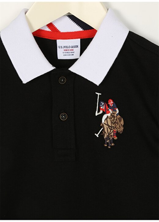 U.S. Polo Assn. Siyah Erkek Çocuk Polo Yaka Kısa Kollu Düz Polo T-Shirt SD01KIDSIY023 3