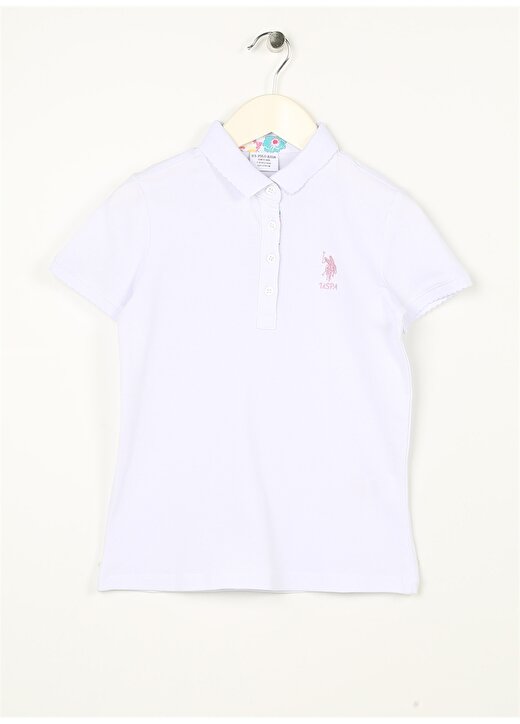 U.S. Polo Assn. Beyaz Kız Çocuk Polo Yaka Kısa Kollu Düz Polo T-Shirt TP01-IY023 1