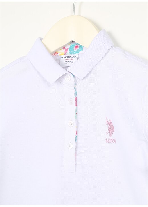 U.S. Polo Assn. Beyaz Kız Çocuk Polo Yaka Kısa Kollu Düz Polo T-Shirt TP01-IY023 3