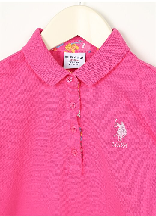 U.S. Polo Assn. Fuşya Kız Çocuk Polo Yaka Kısa Kollu Düz Polo T-Shirt TP01-IY023 3