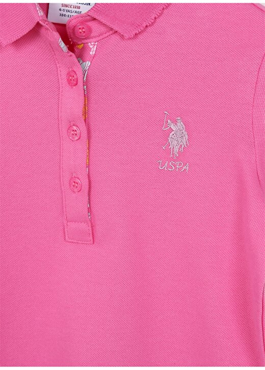 U.S. Polo Assn. Pembe Kız Çocuk Polo Yaka Kısa Kollu Düz Polo T-Shirt TP01-IY023 3