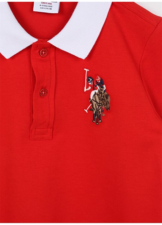 U.S. Polo Assn. Kırmızı Erkek Çocuk Polo Yaka Kısa Kollu Düz Polo T-Shirt SD01KIDSIY023 3
