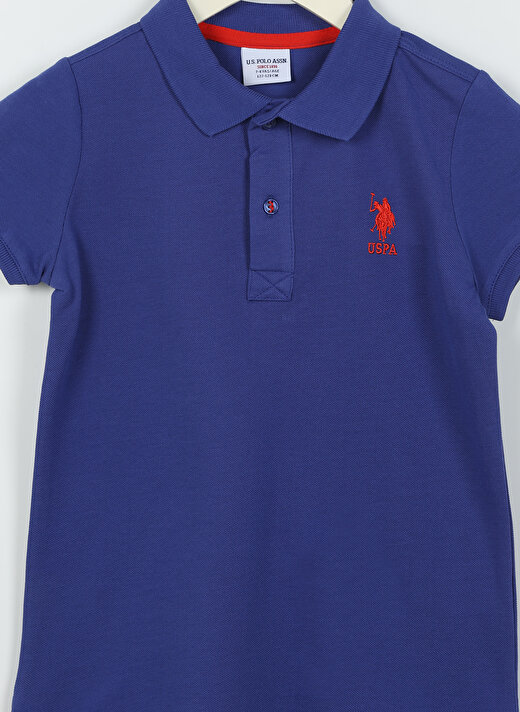 U.S. Polo Assn. Mavi Erkek Çocuk Polo Yaka Kısa Kollu Düz Polo T-Shirt TP01IY023   3