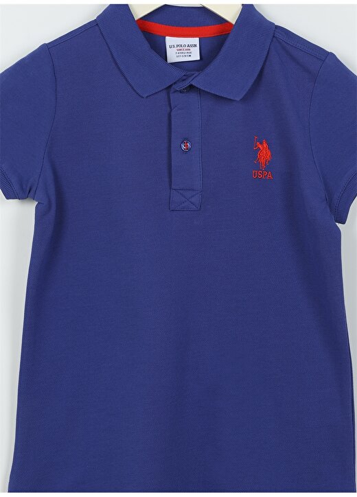 U.S. Polo Assn. Mavi Erkek Çocuk Polo Yaka Kısa Kollu Düz Polo T-Shirt TP01IY023 3
