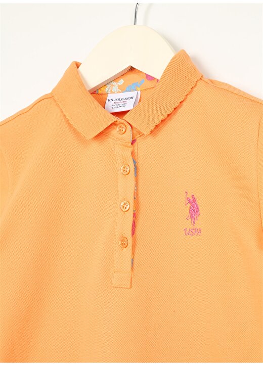 U.S. Polo Assn. Turuncu Kız Çocuk Polo Yaka Kısa Kollu Düz Polo T-Shirt TP01-IY023 3