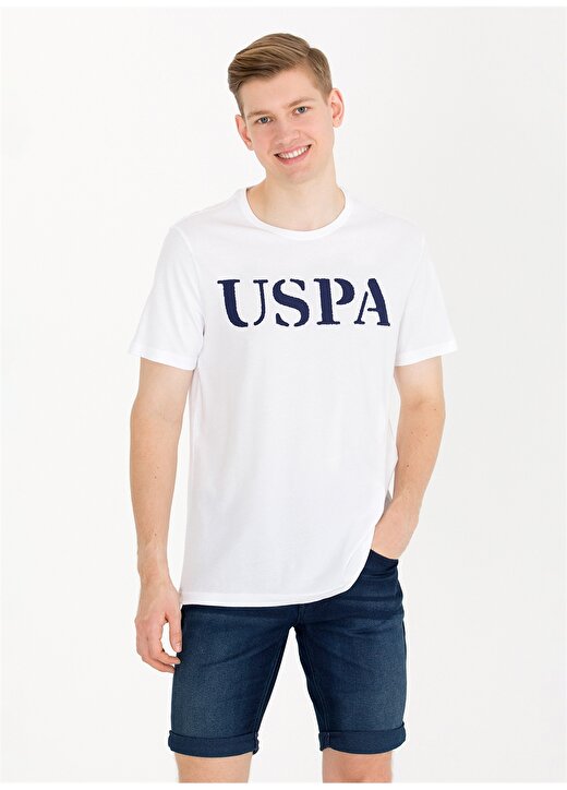 U.S. Polo Assn. Bisiklet Yaka Beyaz Erkek T-Shirt GEARTIY023 3