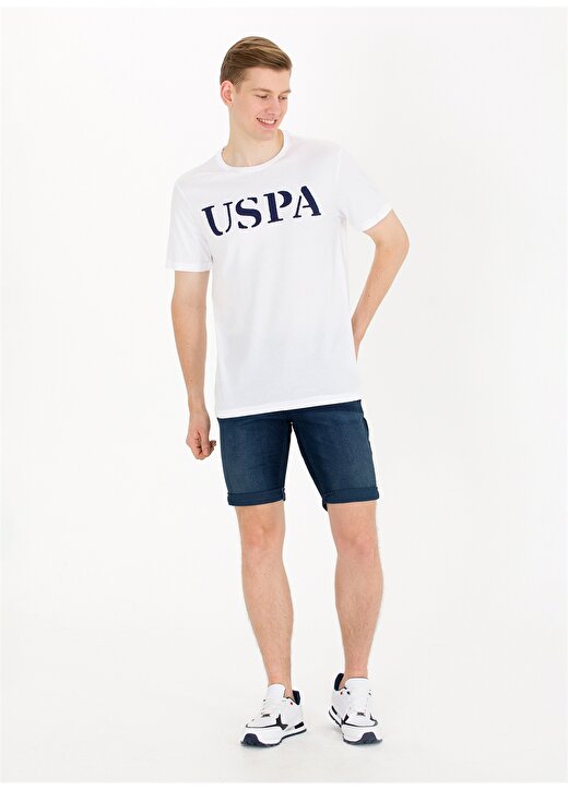U.S. Polo Assn. Bisiklet Yaka Beyaz Erkek T-Shirt GEARTIY023 4