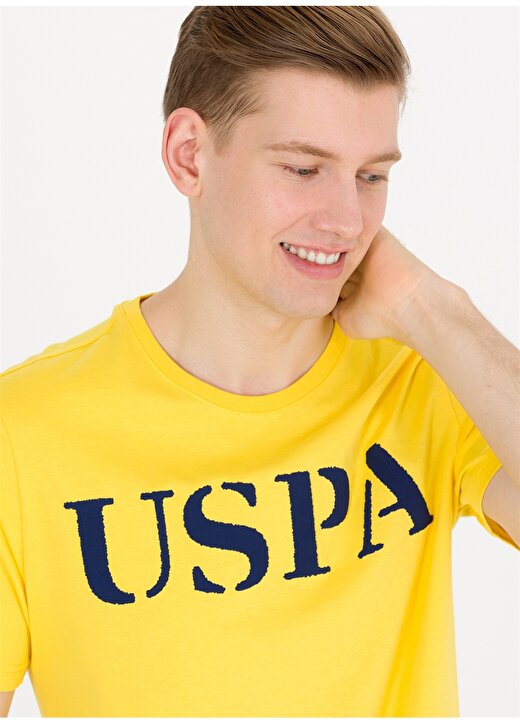 U.S. Polo Assn. Bisiklet Yaka Koyu Sarı Erkek T-Shirt GEARTIY023 2