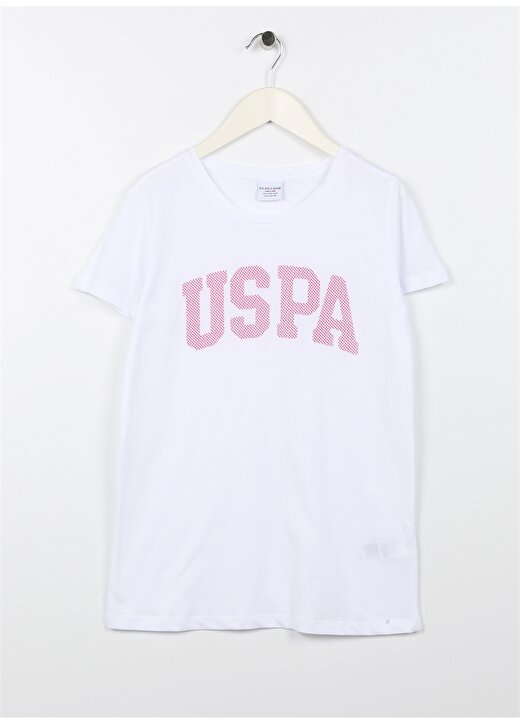 U.S. Polo Assn. Baskılı Beyaz Kız Çocuk T-Shirt KEAN-IY23 1