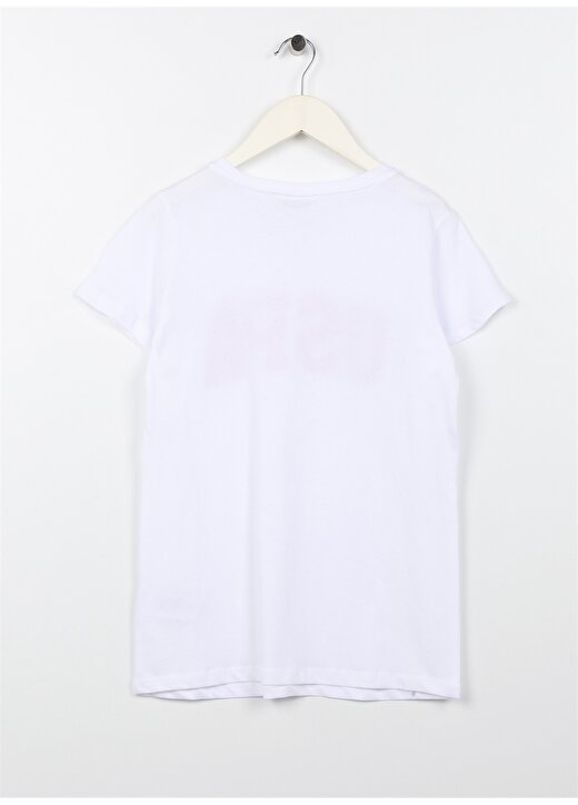 U.S. Polo Assn. Baskılı Beyaz Kız Çocuk T-Shirt KEAN-IY23 2