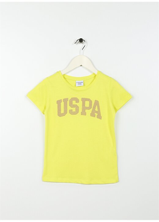U.S. Polo Assn. Yeşil Kız Çocuk Bisiklet Yaka Kısa Kollu Baskılı T-Shirt KEAN-IY23 1