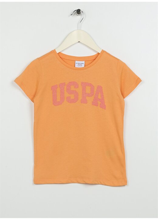 U.S. Polo Assn. Baskılı Turuncu Kız Çocuk T-Shirt KEAN-IY23 1