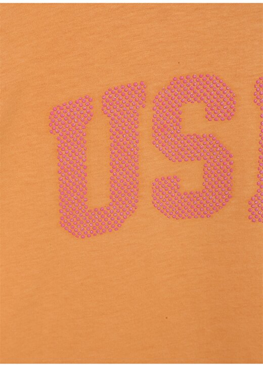 U.S. Polo Assn. Baskılı Turuncu Kız Çocuk T-Shirt KEAN-IY23 3