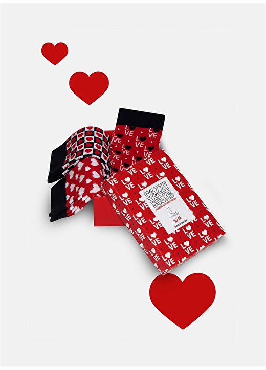 Cozzy Socks Sevgililer Günü Kalpli 3'Lü Kutulu Çorap 2