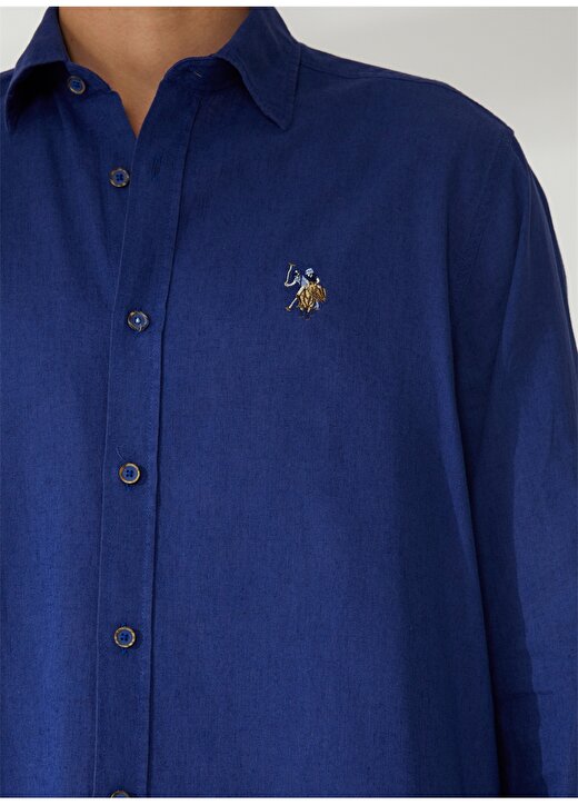 U.S. Polo Assn. Mavi Erkek Düğmeli Yaka Comfort Fit Gömlek ENZO23Y 4
