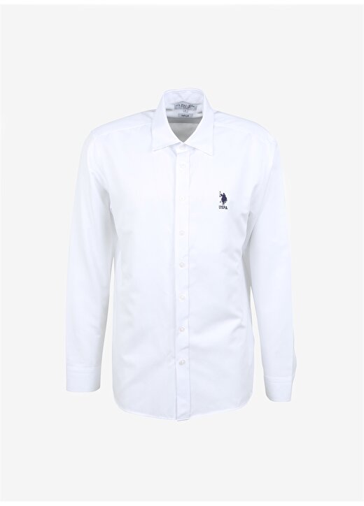 U.S. Polo Assn. Regular Fit Düğmeli Yaka Beyaz Erkek Gömlek GOXREG023Y 1