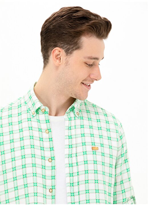 U.S. Polo Assn. Düğmeli Yaka Yeşil Erkek T-Shirt LIBOR 2