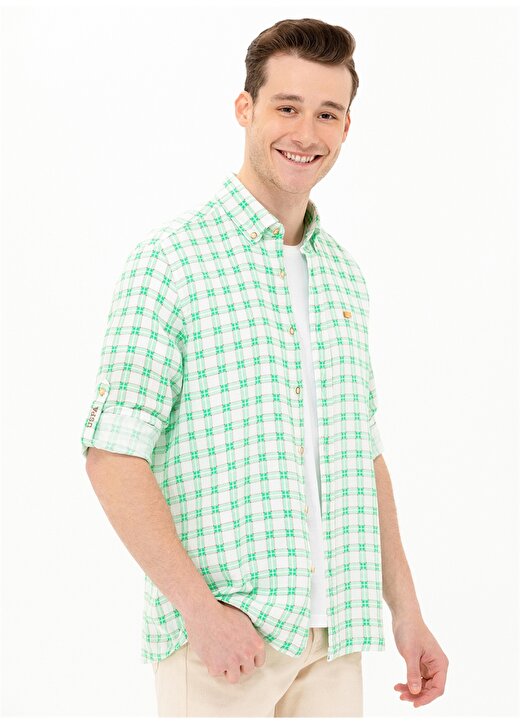 U.S. Polo Assn. Düğmeli Yaka Yeşil Erkek T-Shirt LIBOR 3
