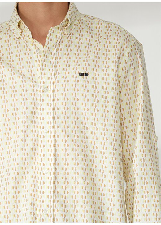 U.S. Polo Assn. Açık Sarı Erkek Düğmeli Yaka Comfort Fit Gömlek TETRAHIT 4