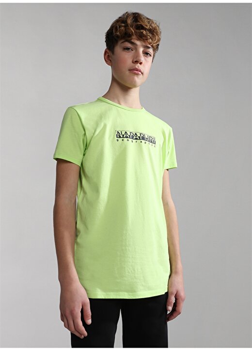 Napapijri Yeşil Erkek Çocuk Bisiklet Yaka Kısa Kollu T-Shirt NP0A4G4PG1G1 K S-BOX SS 1 1