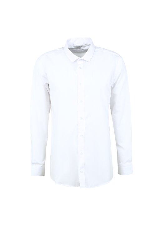Süvari Slim Fit Klasik Yaka Düz Beyaz Erkek Gömlek GM1007100526 1