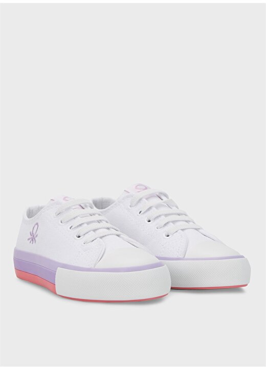 Benetton Beyaz - Lila Kız Çocuk Sneaker BN-30175 3