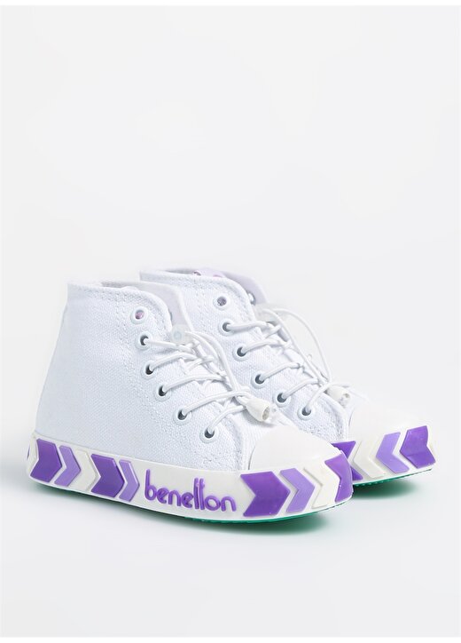 Benetton Beyaz - Lila Kız Çocuk Sneaker BN-30647 2