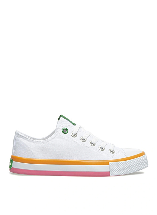 Benetton Beyaz - Turuncu Kız Çocuk Sneaker BN-30175   1
