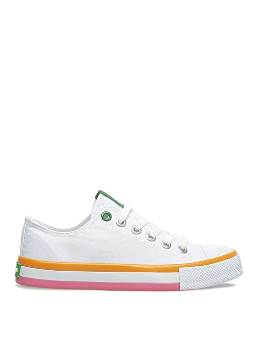 Benetton Beyaz - Turuncu Kız Çocuk Sneaker BN-30175 1