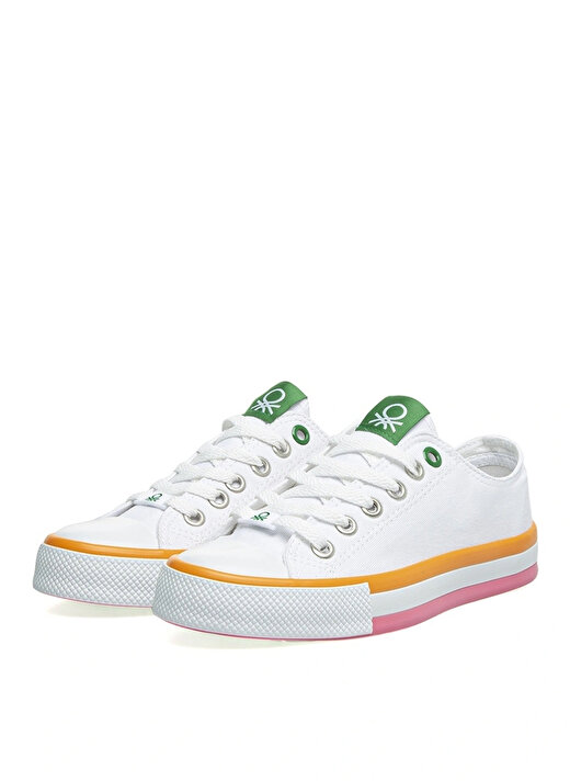 Benetton Beyaz - Turuncu Kız Çocuk Sneaker BN-30175   2