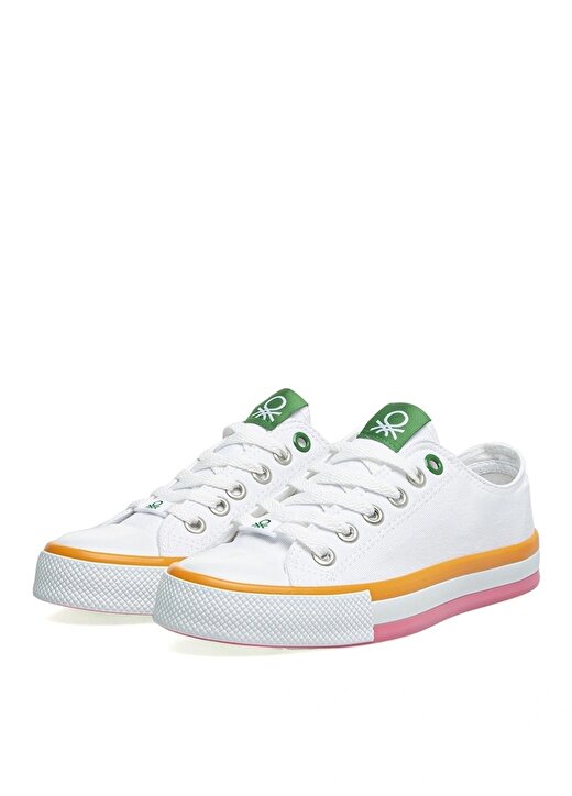 Benetton Beyaz - Turuncu Kız Çocuk Sneaker BN-30175 2