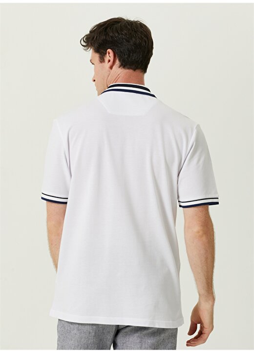 Network Polo Yaka Beyaz - Mavi Erkek T-Shirt 1087466 4