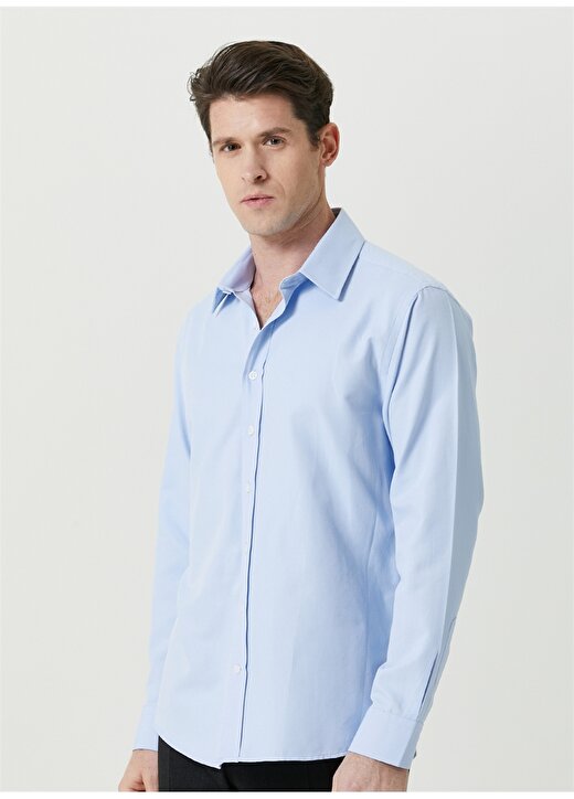 Network Slim Fit Klasik Yaka Açık Mavi Erkek Gömlek 1087379 3
