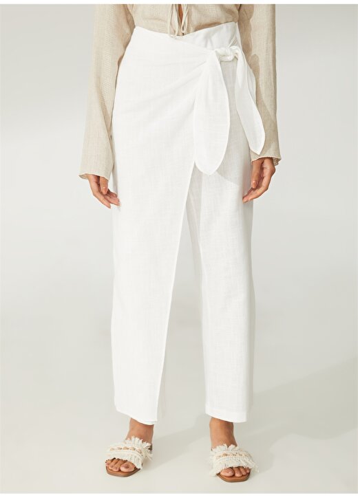 Didem Soydan X Fabrika Normal Bel Rahat Beyaz Kadın Pantolon D307 3