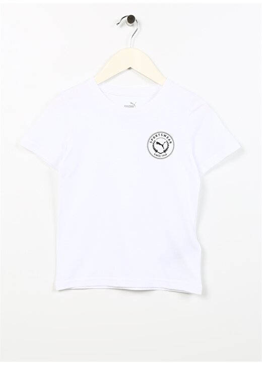 Puma Beyaz Erkek Çocuk Bisiklet Yaka Kısa Kollu Düz T-Shirt 67996801 Boy S TEE 1