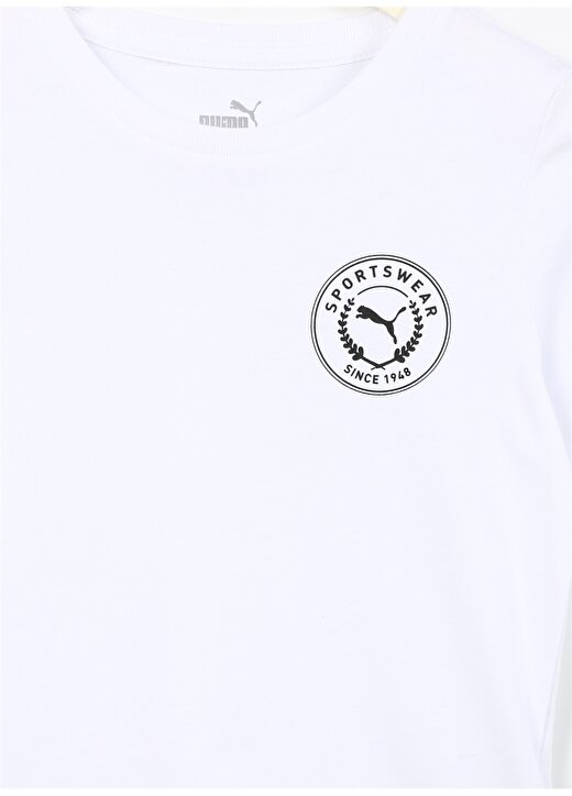 Puma Beyaz Erkek Çocuk Bisiklet Yaka Kısa Kollu Düz T-Shirt 67996801 Boy S TEE 3
