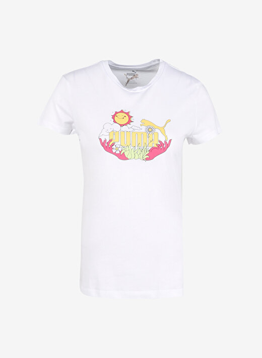 Puma Beyaz Kadın Yuvarlak Yaka T-Shirt 67996603 Women s TEE  1