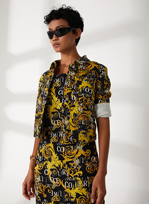 Versace Jeans Couture Normal Gömlek Yaka Desenli Çok Renkli Kadın Gömlek 74HAS453 3