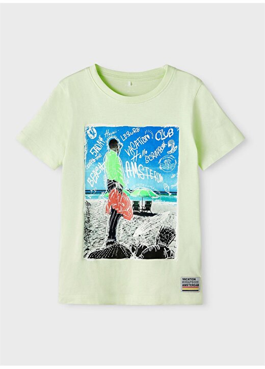 Name İt Baskılı Açık Yeşil Erkek Çocuk T-Shirt 13214644 1