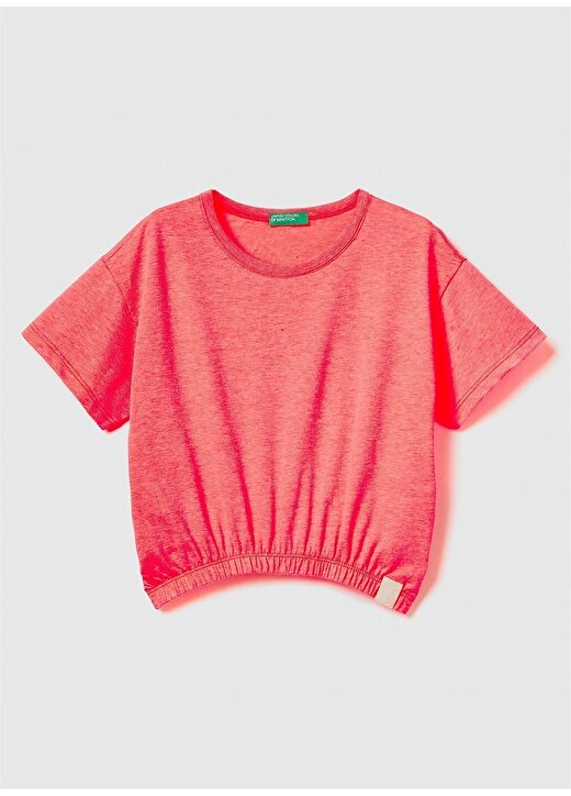 Benetton Düz Nar Çiçeği Kız Çocuk T-Shirt 37YKC10AU 1