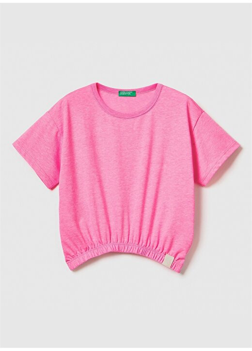 Benetton Düz Pembe Kız Çocuk T-Shirt 37YKC10AU 1