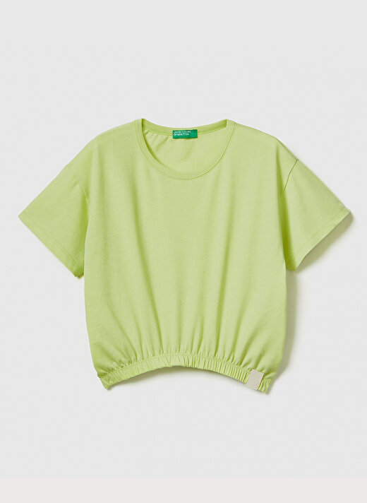 Benetton Düz Açık Sarı Kız Çocuk T-Shirt 37YKC10AU 1
