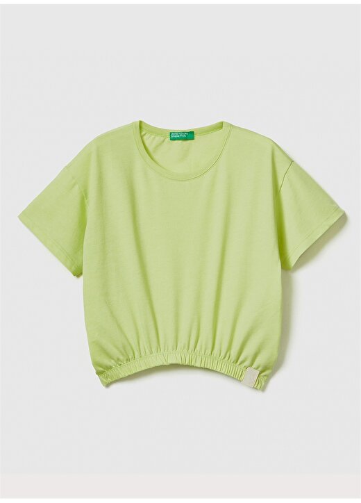 Benetton Düz Açık Sarı Kız Çocuk T-Shirt 37YKC10AU 1