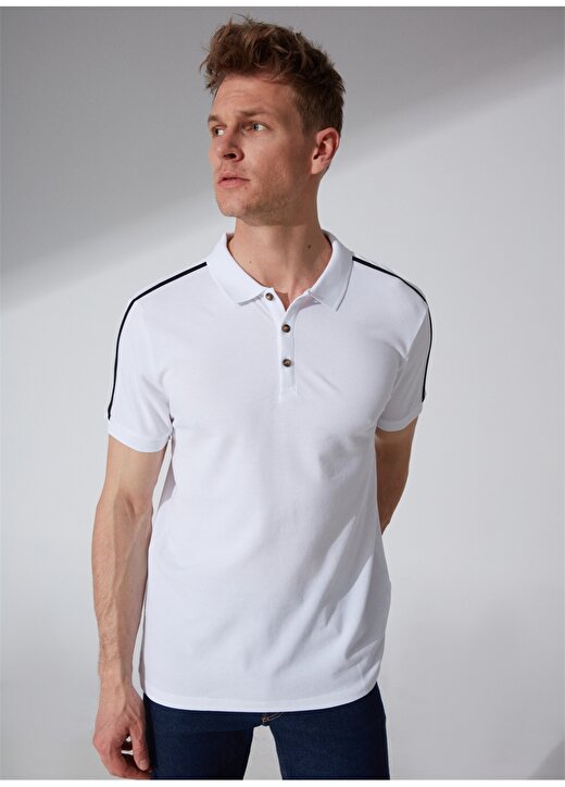 People By Fabrika Düz Beyaz Erkek Polo T-Shirt 23P03 3