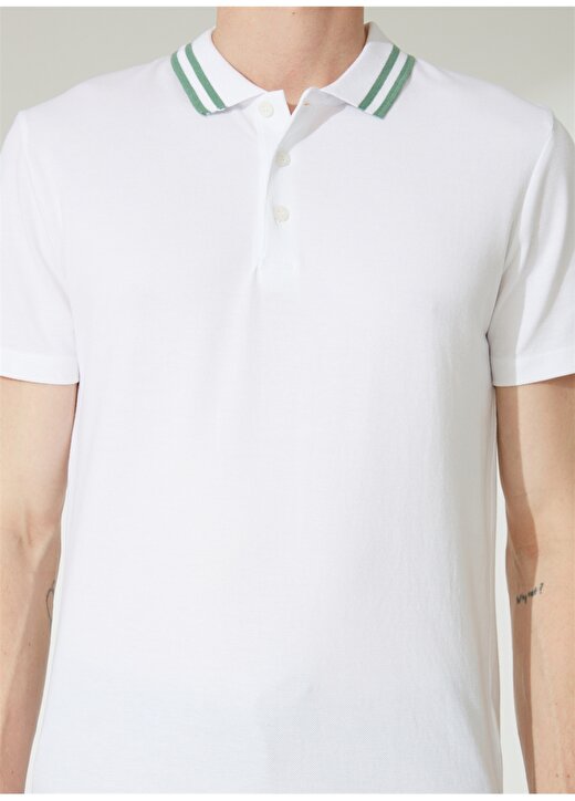 People By Fabrika Düz Beyaz Erkek Polo T-Shirt 23P07 4